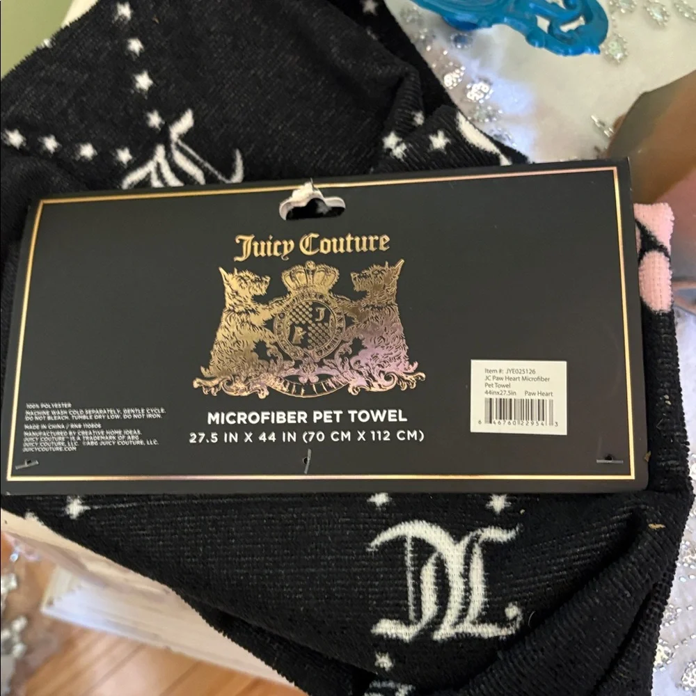 Juicy Couture Black and Pink Pet Towel Designer Doggy Gucci’s Posh Pet Pawtique
